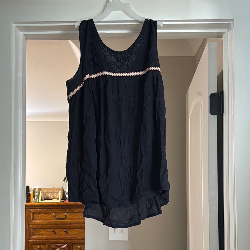 Japna Black Tank Top with White Trim